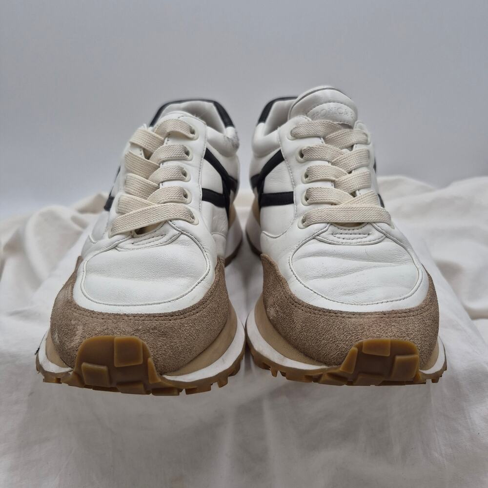 Veronica Beard Valentina low-top sneakers white leather camel suede women size 8 - Picture 4 of 11